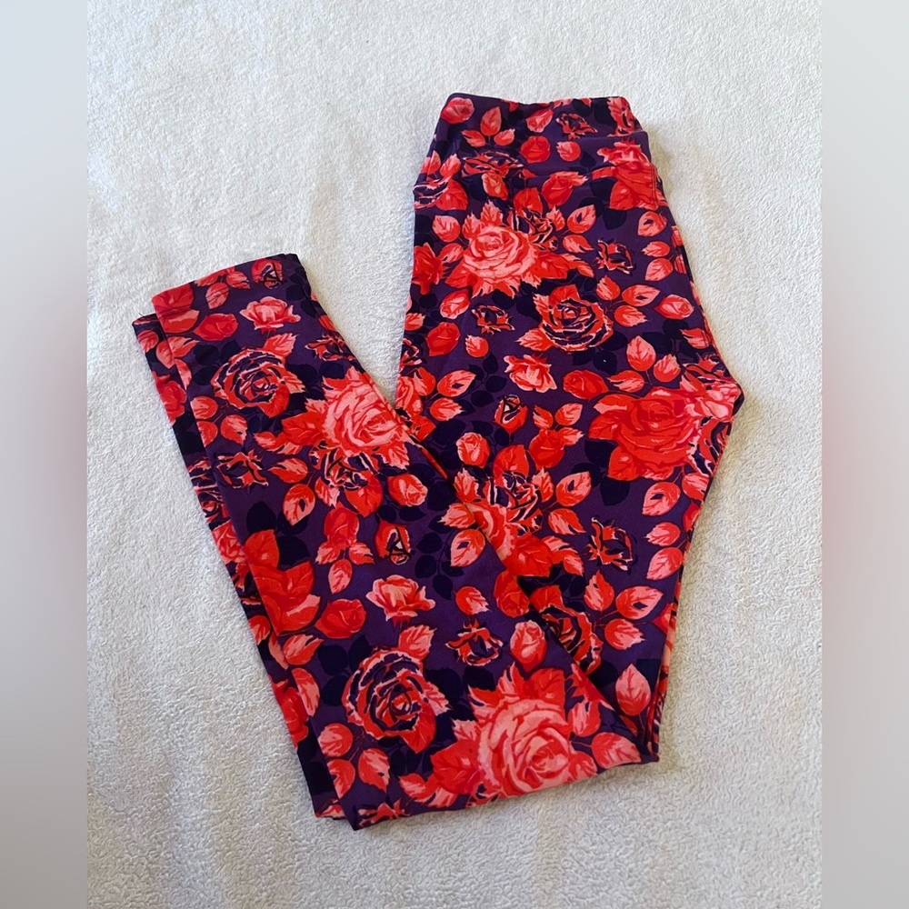 Pink and Purple Flower Leggings